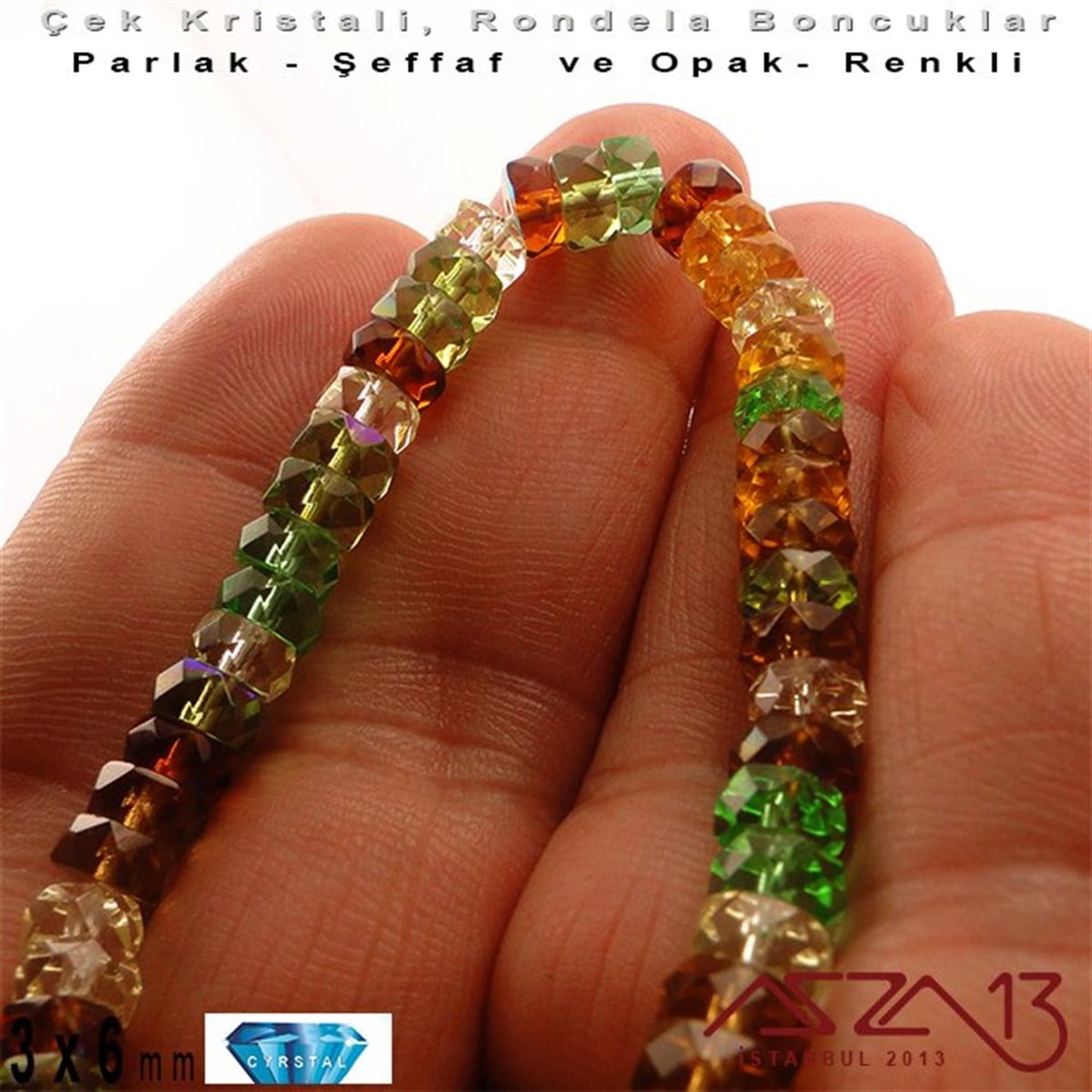 Çek Kristal Rondela Boncuk - 3x6 mm - Karışık Renk (Earthtone) - 60 Adet