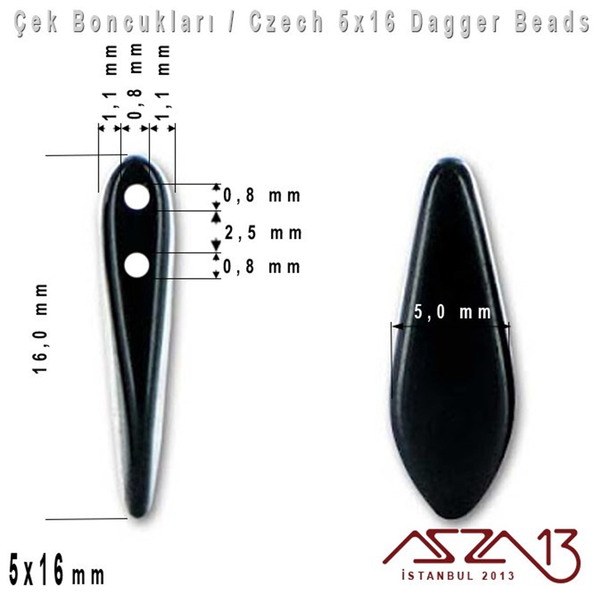 Dagger Boncuk - 5x16 mm - 03000*14449 / 12 Adet