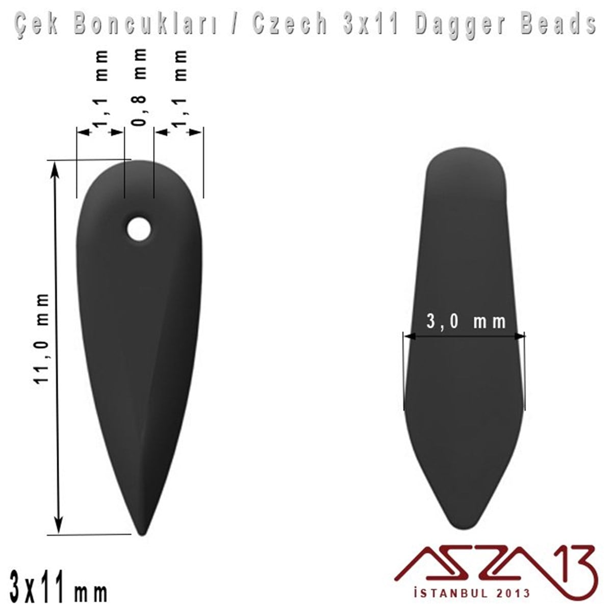 Dagger Boncuk - 3x11 mm - 23980*14495 / 24 Adet
