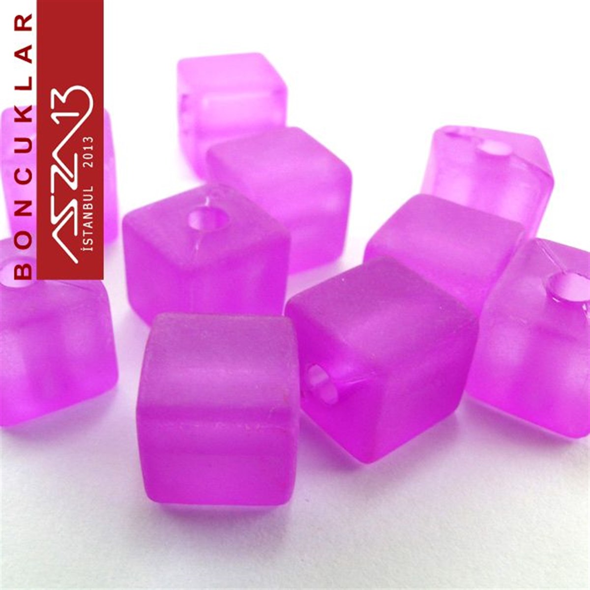 8x8 mm, Epoxy, Mor Küp Boncuk / Paket İçeriği 10 Adet