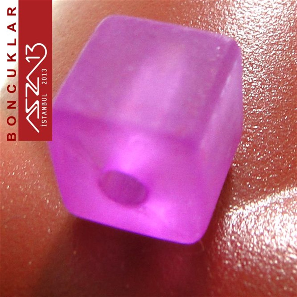 8x8 mm, Epoxy, Mor Küp Boncuk / Paket İçeriği 10 Adet