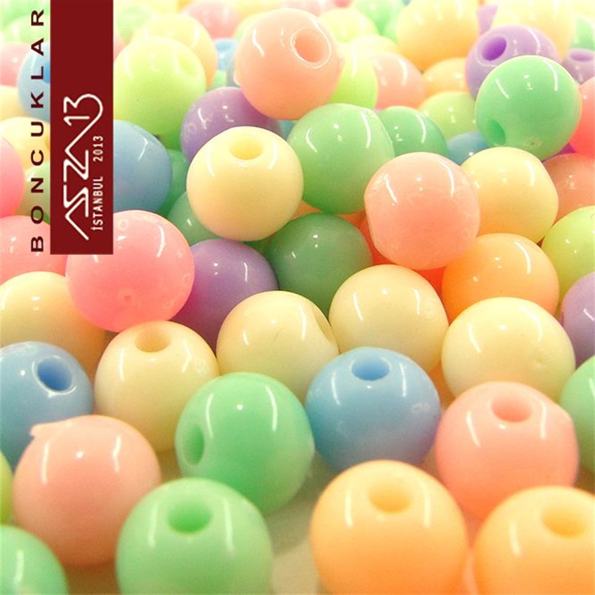 Karışık Pastel Renk, Akrilik, 6 mm Yuvarlak Boncuk (50 gr) / Paket İçeriği 460 Adet