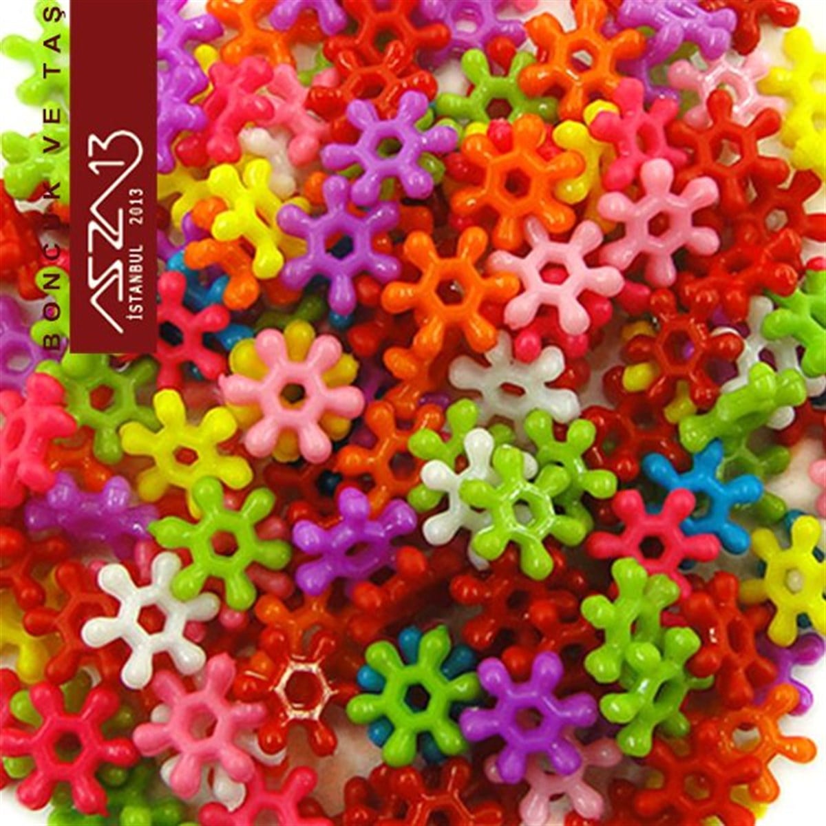 Karışık Renk, Akrilik, 7 mm Kar Tanesi Boncuk (25 gr) / Paket İçeriği 550 Adet