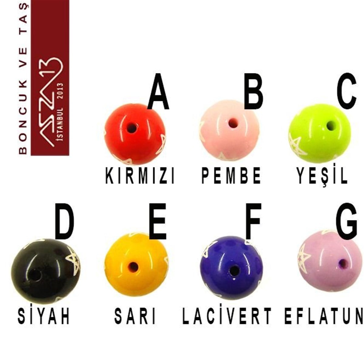 Karışık Renk, Akrilik, 16 mm Yıldızlı Yuvarlak Boncuk / Paket İçeriği 1 Adet