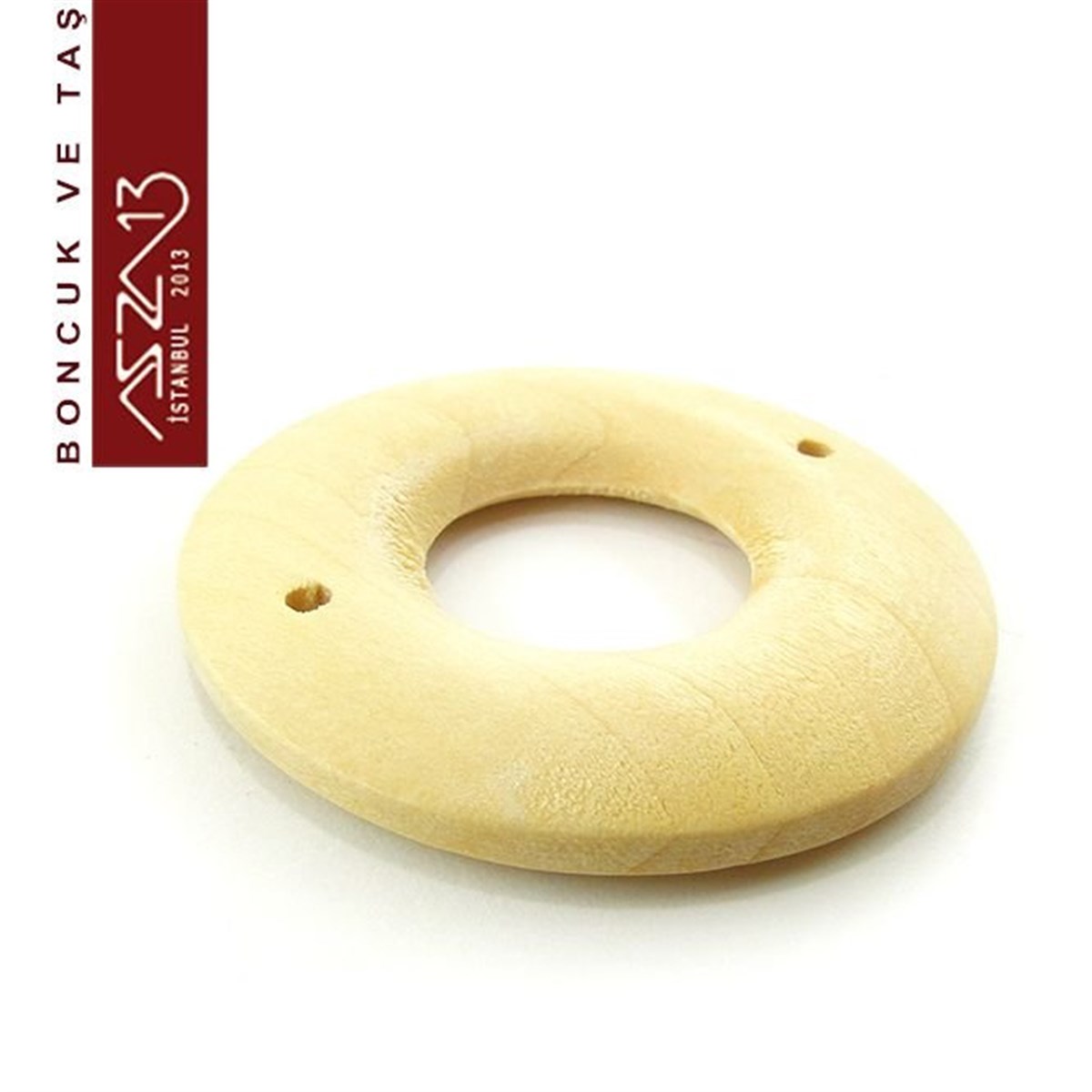 Naturel 40 mm, Donut Halka Ahşap Boncuk (3,8 Gr) / Paket İçeriği 1 Adet