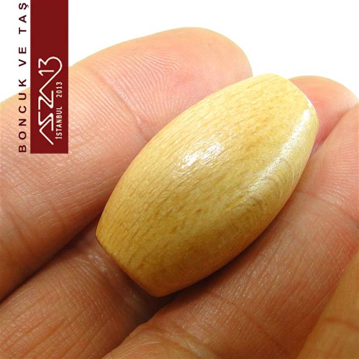 Naturel 17x30 mm, Oval Ahşap Boncuk / Paket İçeriği 5 Adet