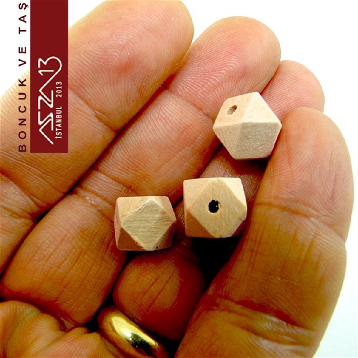 Naturel 12 mm, Geometrik Ahşap Boncuk (1,7 Gr) / Paket İçeriği 3 Adet