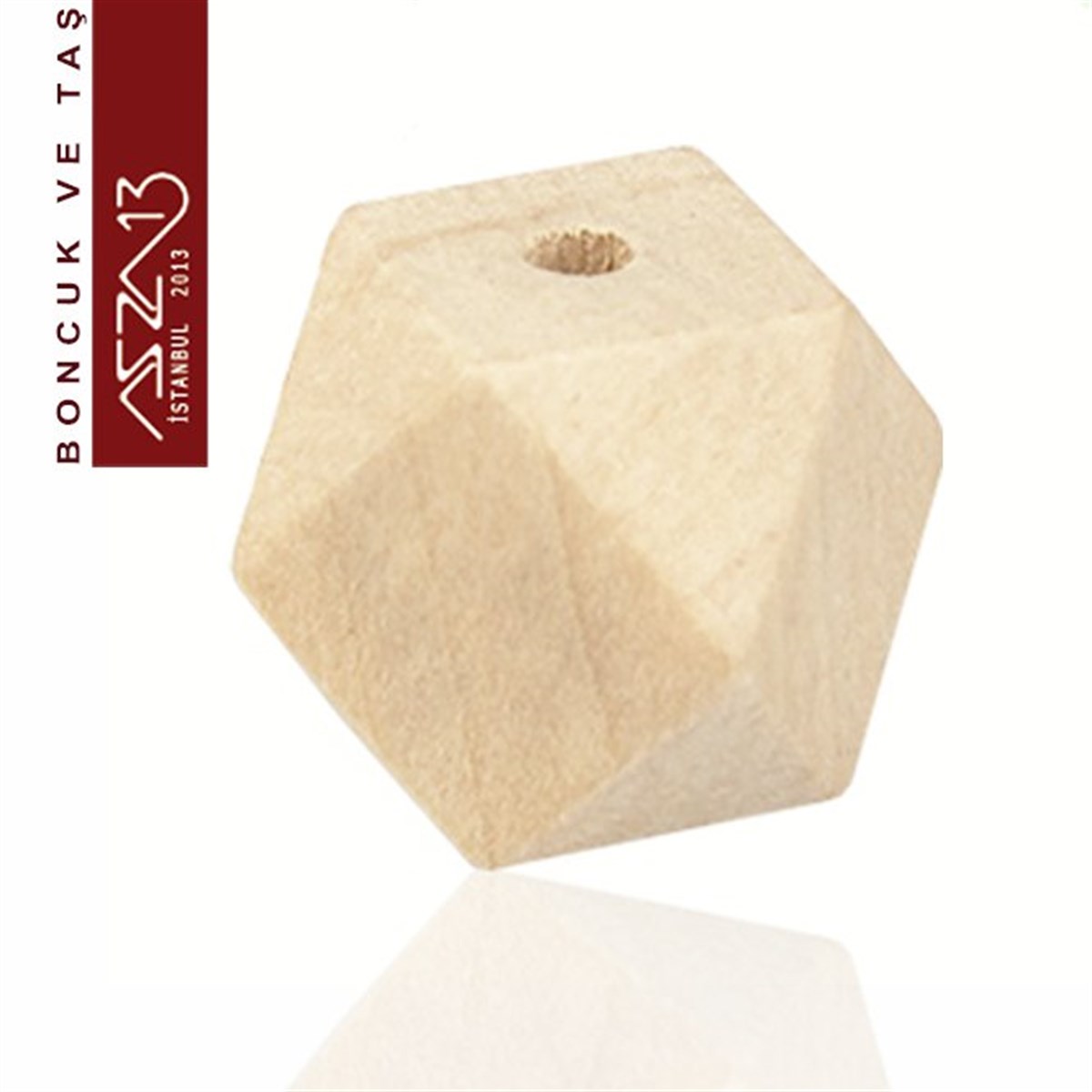 Naturel 20 mm, Geometrik Ahşap Boncuk (4,4 Gr) / Paket İçeriği 1 Adet