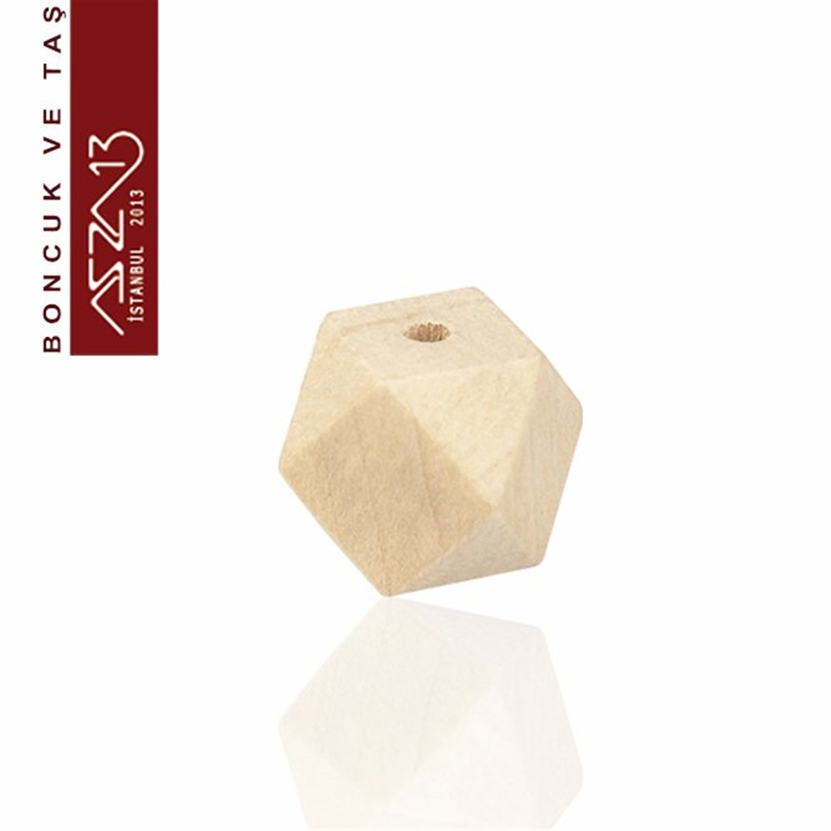 Naturel 12 mm, Geometrik Ahşap Boncuk (1,7 Gr) / Paket İçeriği 3 Adet