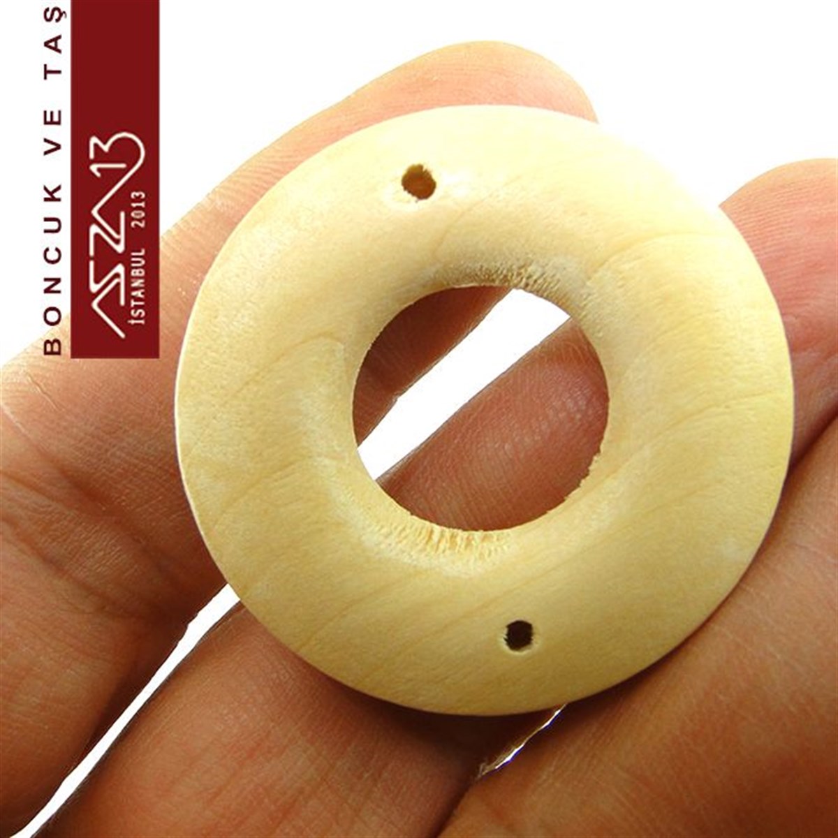 Naturel 40 mm, Donut Halka Ahşap Boncuk (3,8 Gr) / Paket İçeriği 1 Adet