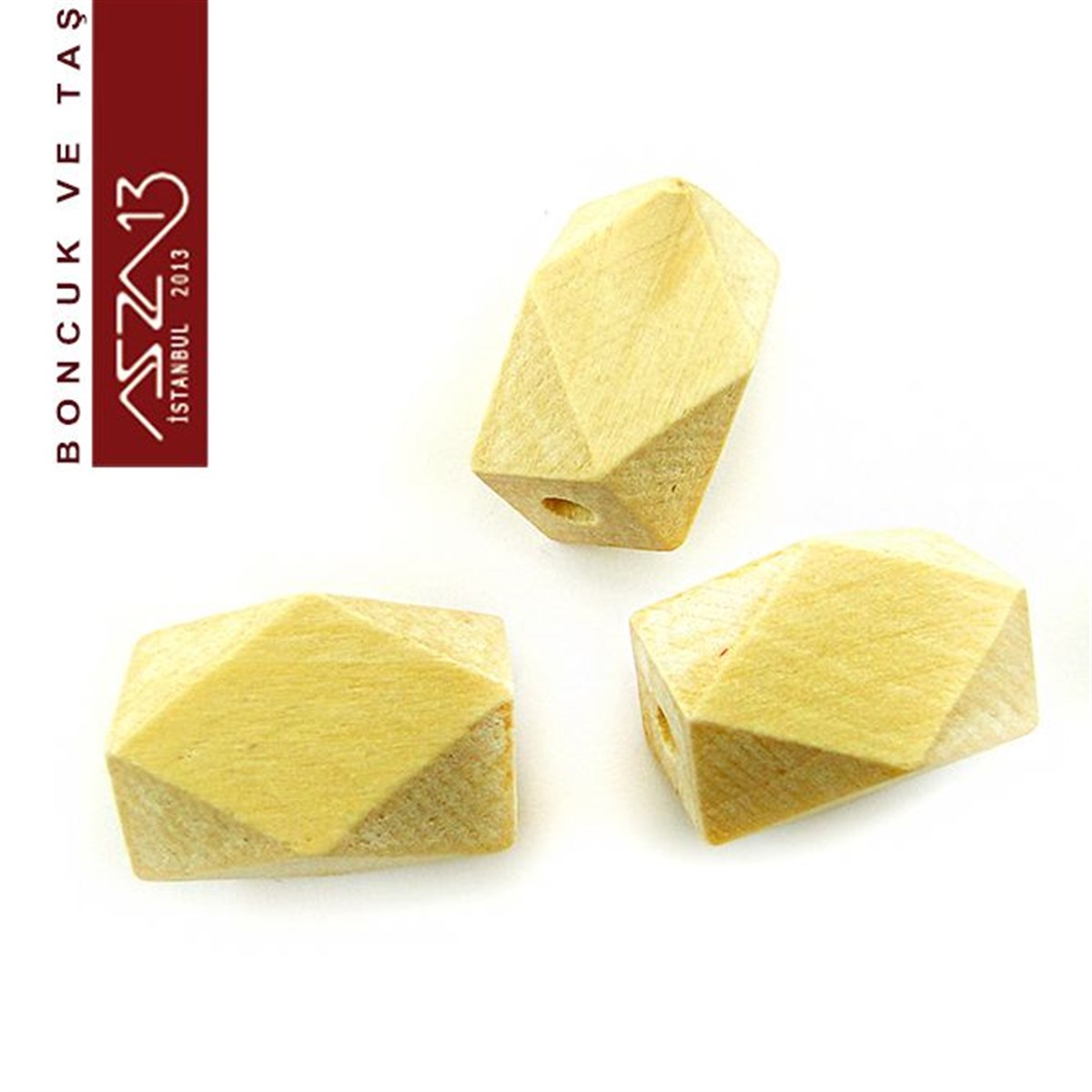 Naturel 14x22 mm, Geometrik Ahşap Boncuk (2,8 Gr) / Paket İçeriği 1 Adet