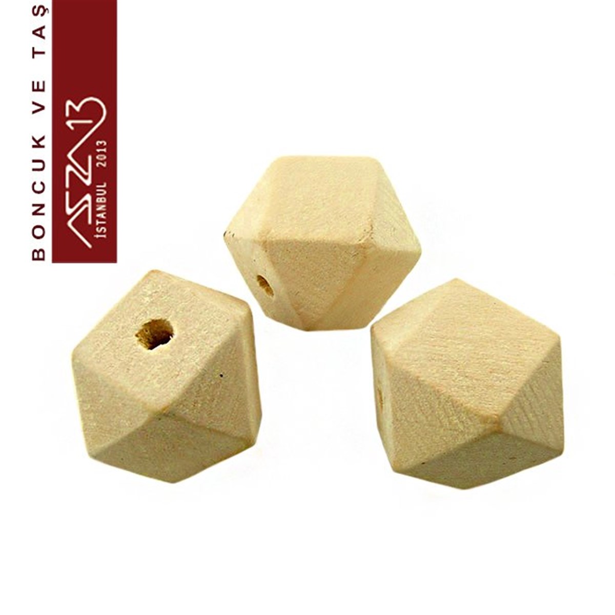 Naturel 20 mm, Geometrik Ahşap Boncuk (4,4 Gr) / Paket İçeriği 1 Adet