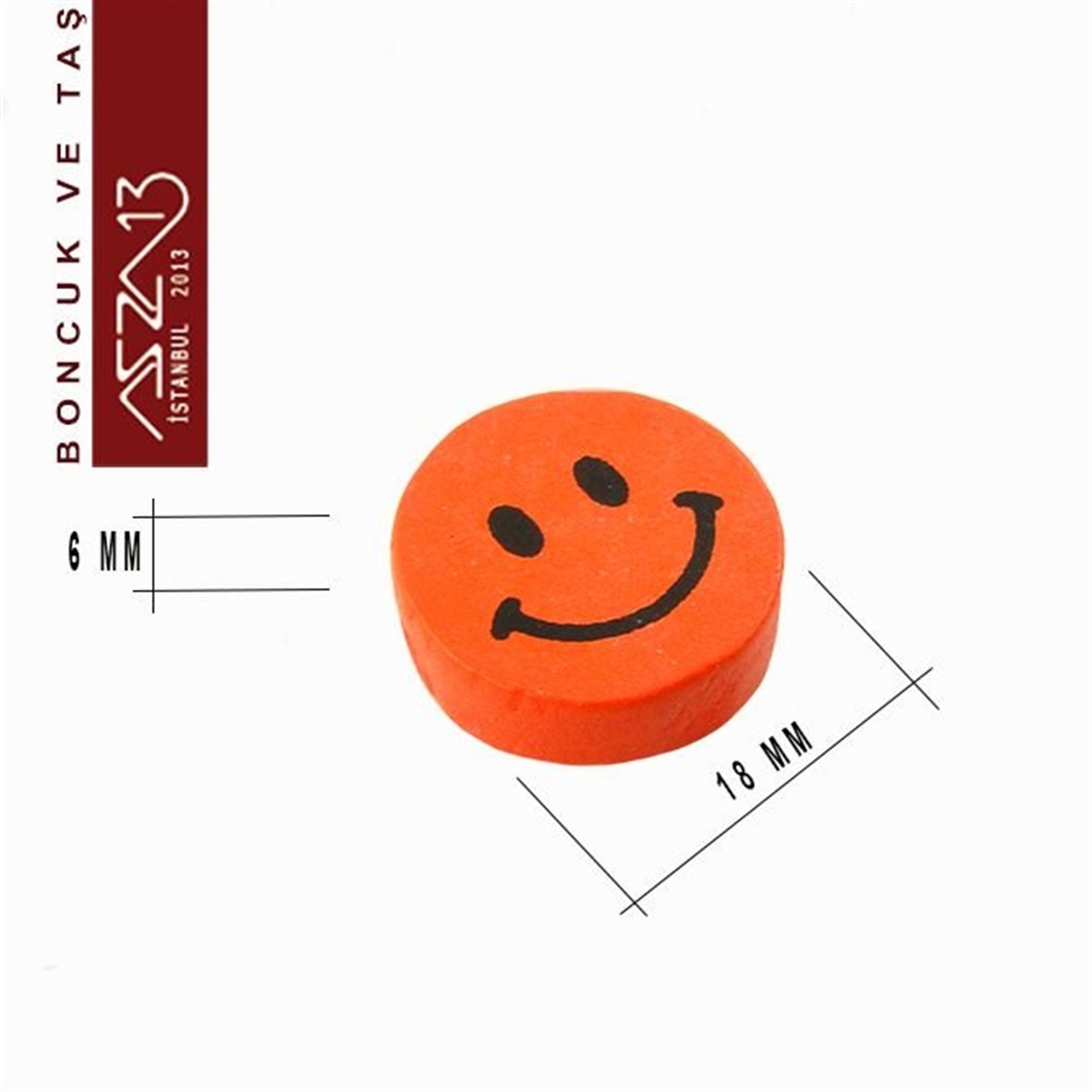 Yuvarlak 18 mm, Gülen Yüz Desenli Ahşap Boncuk (4,6 Gr) / Paket İçeriği 4 Adet