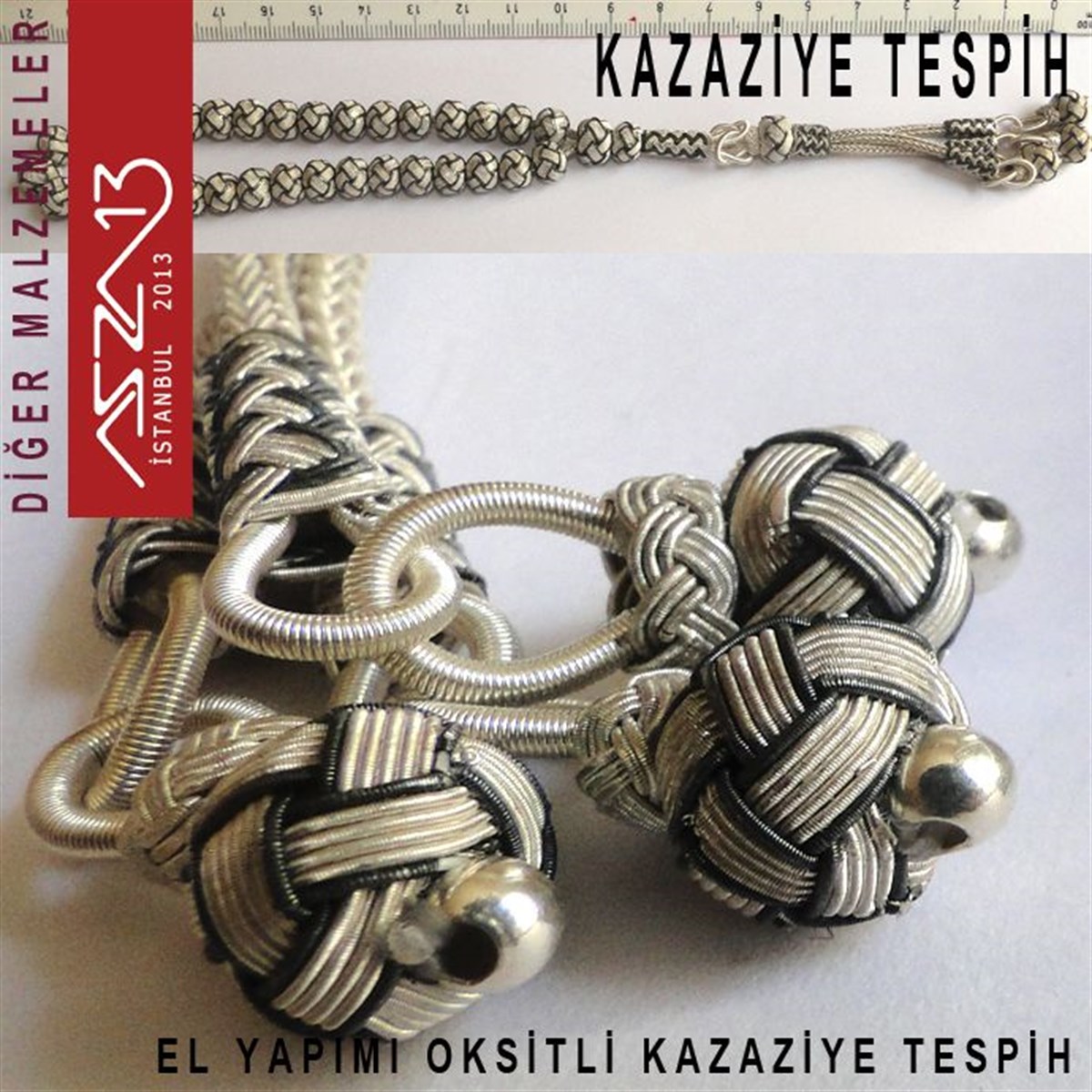 999 Ayar 33lük Oksitli Gümüş Kazaziye Tespih