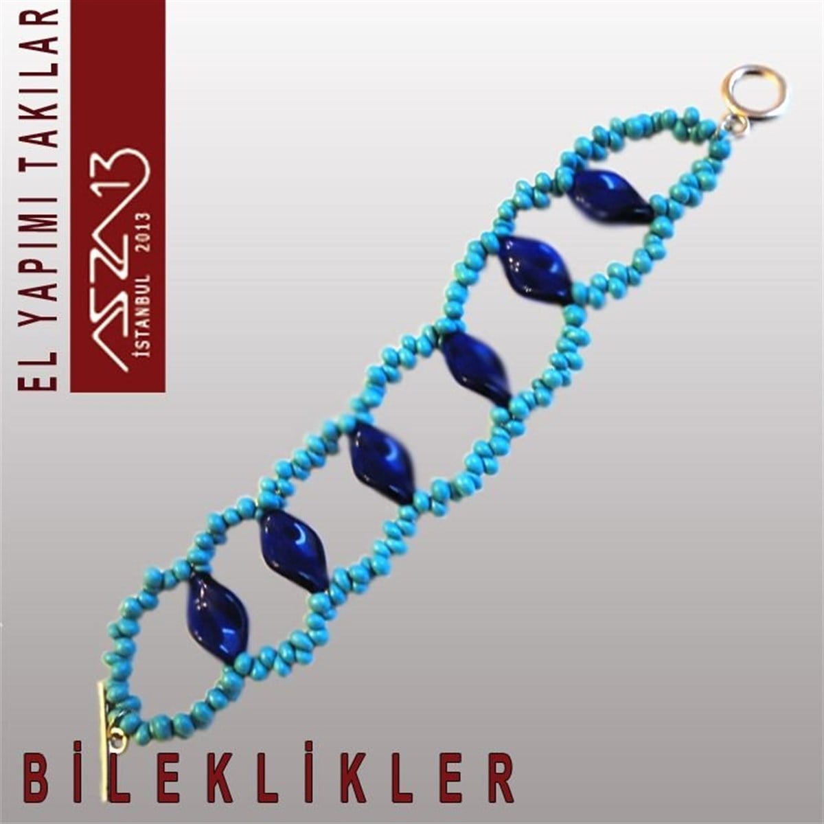 Damla Kum Boncuklu ve Çek Taşlı Çift Katlı Bileklik