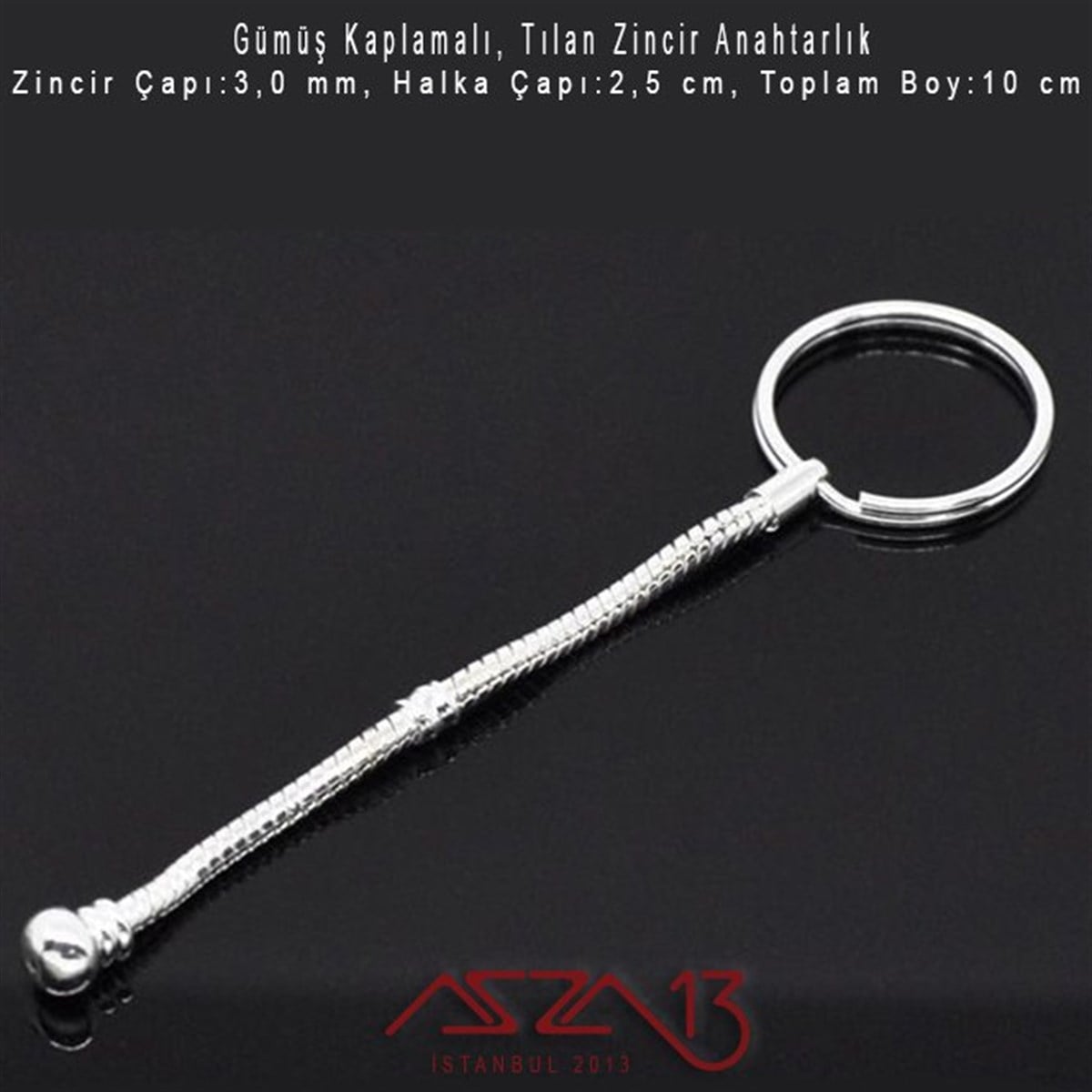 Gümüş Kaplama Yılan Zincir 10 cm Anahtarlık