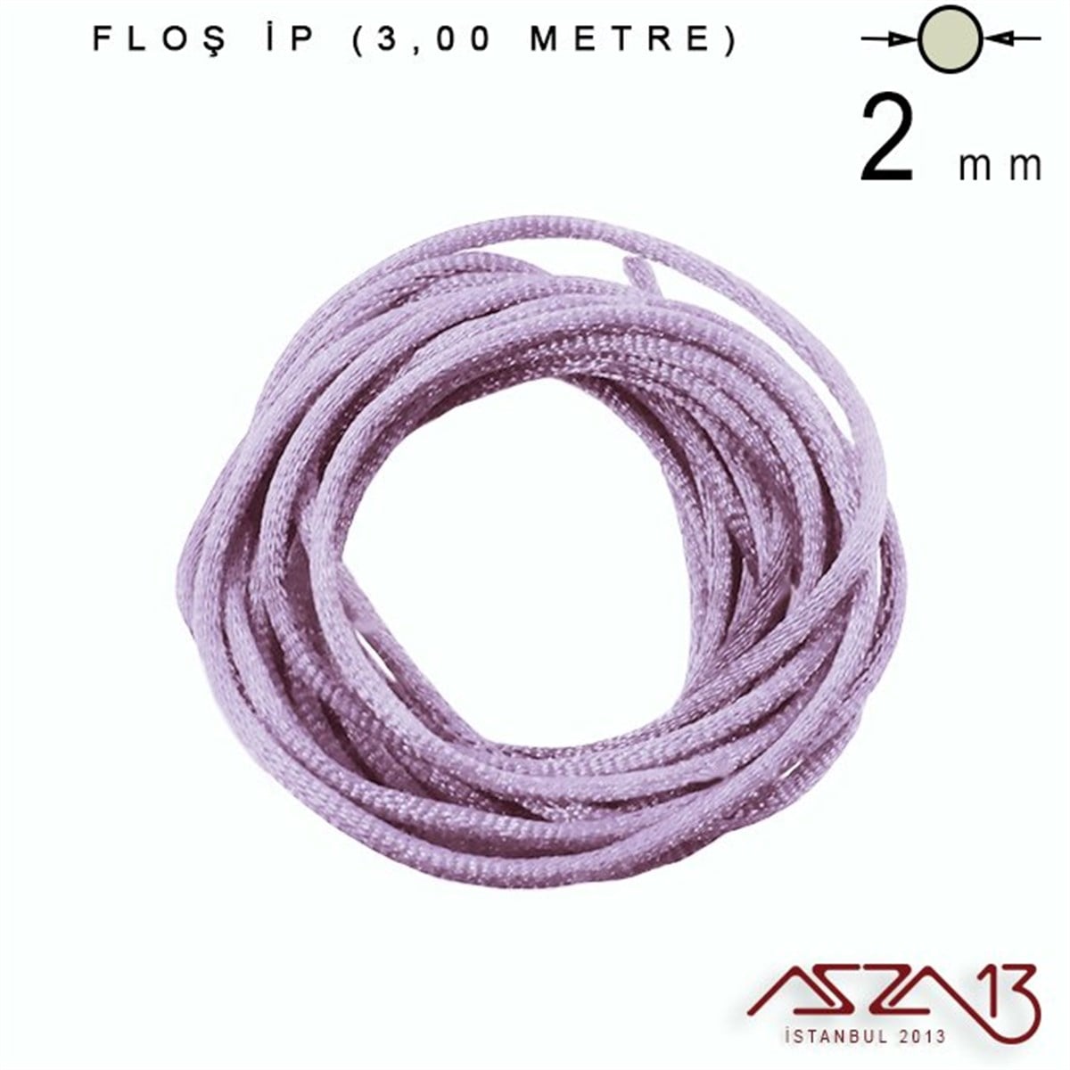Eflatun  - 2,00 mm - Floş İp / 3 Metre
