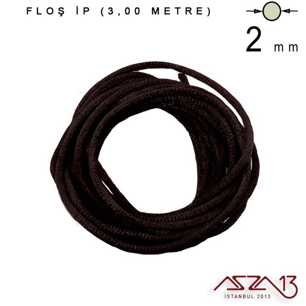 Kahverengi - 2,00 mm - Floş İp / 3 Metre