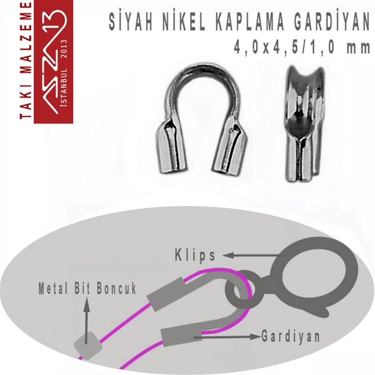 Siyah Nikel Kaplama, 4x4,5 mm (0.21) Gardiyan / Paket İçeriği 10 Adet