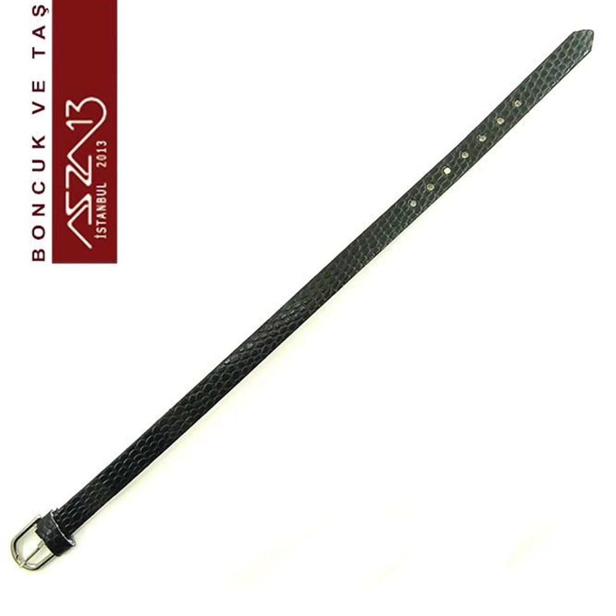 Gerçek Deri 1,5x8 mm / 22,5 cm Siyah Klipsli Bileklik Kayışı