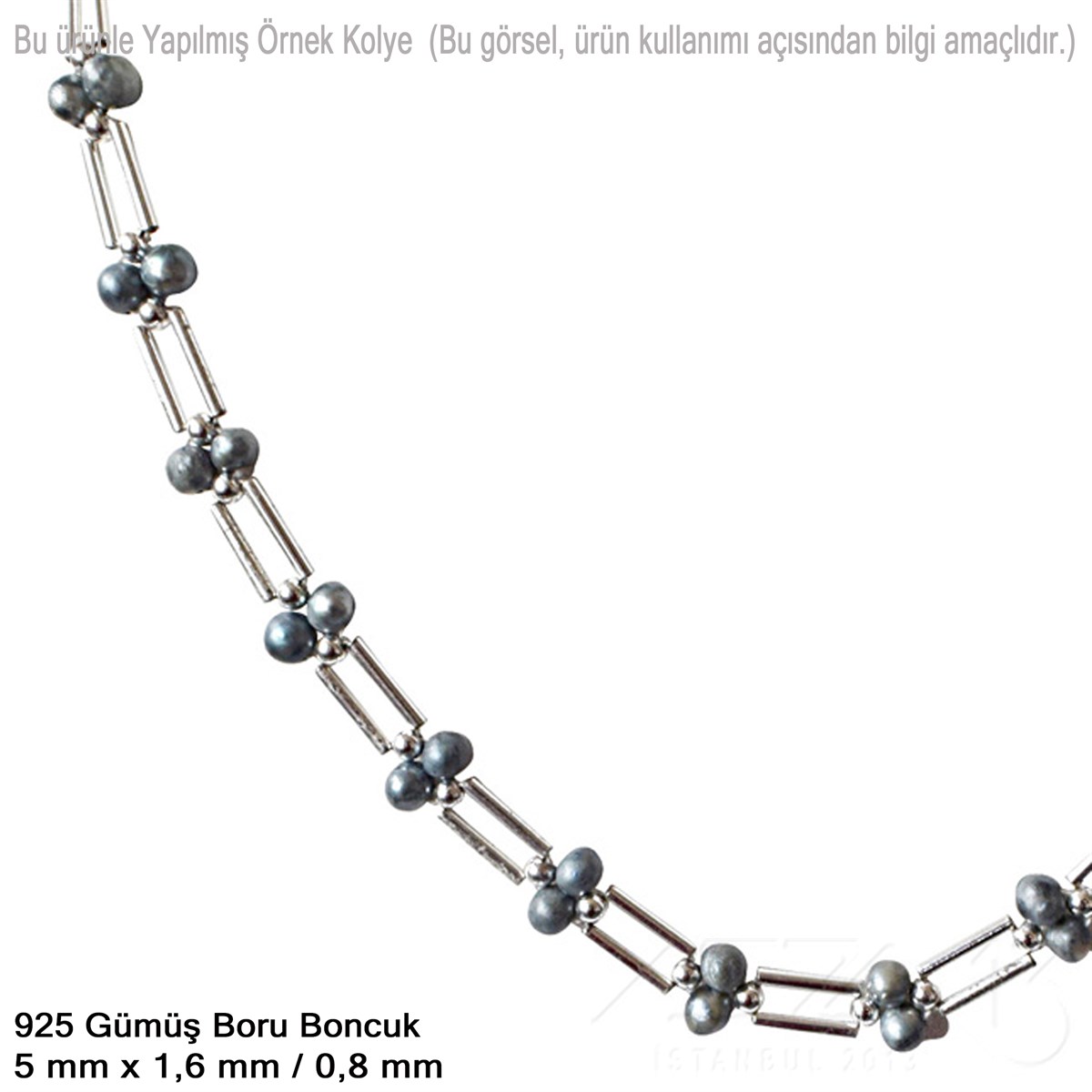 925K Gümüş - Boru Boncuk - 5x1,6 mm - 10 Adet