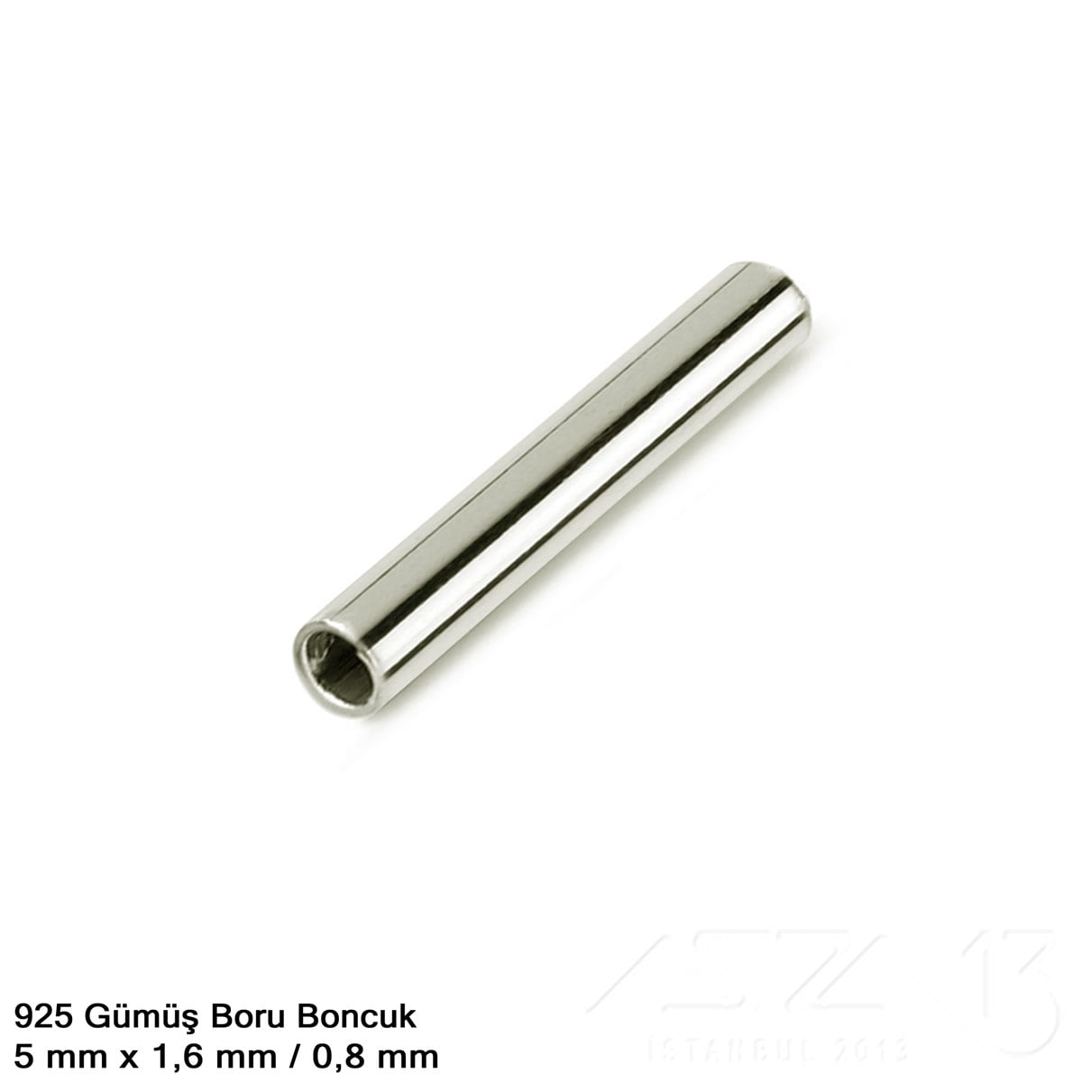 925K Gümüş - Boru Boncuk - 5x1,6 mm - 10 Adet