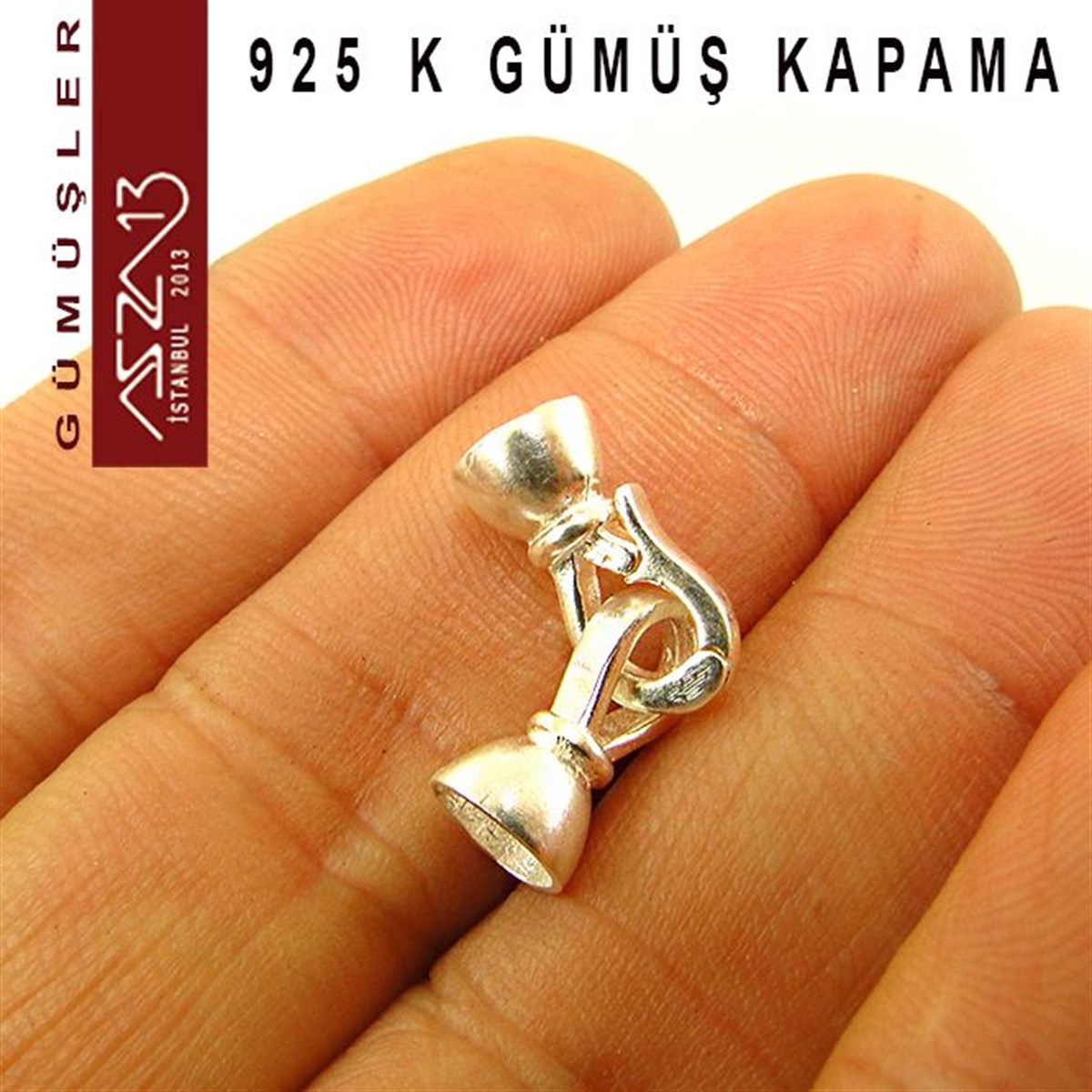 925 K Gümüş 26x7,5/6,5 mm Klipsli Kapsül Kapama / Paket İçeriği 1 Adet