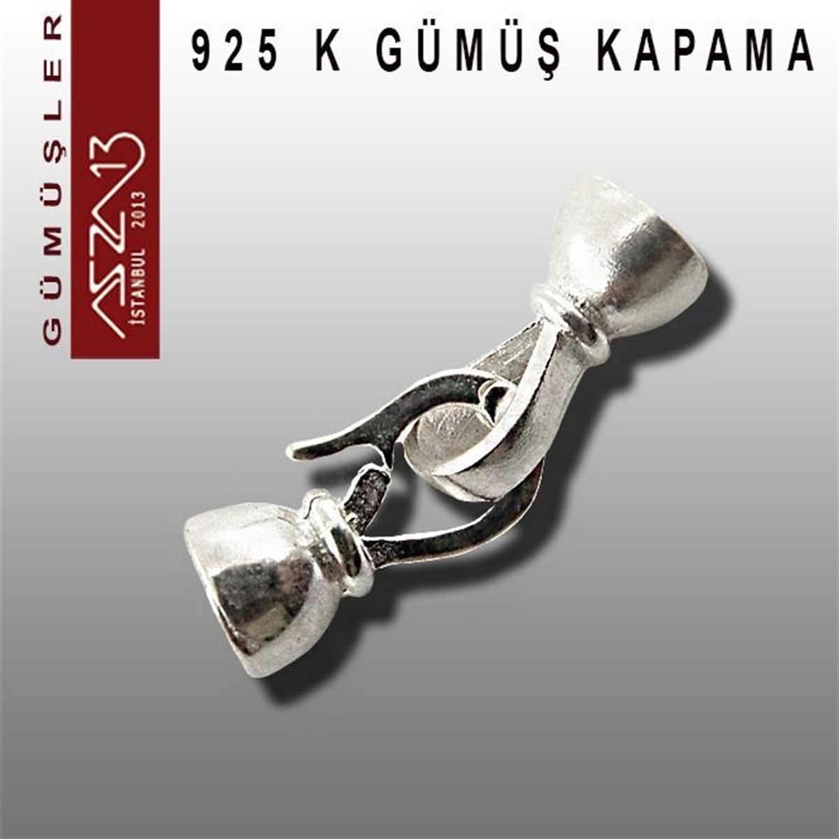 925 K Gümüş 26x7,5/6,5 mm Klipsli Kapsül Kapama / Paket İçeriği 1 Adet