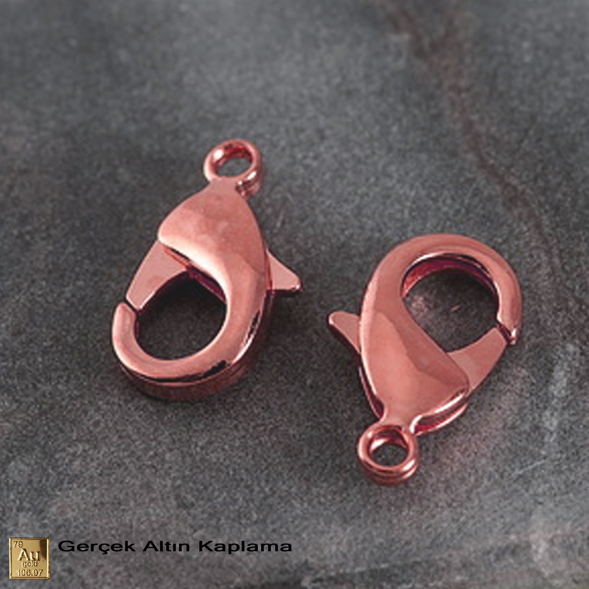 Klips - Damla (Papağan) - Gerçek Rose Altın Kaplama - 10 mm - 5 Adet