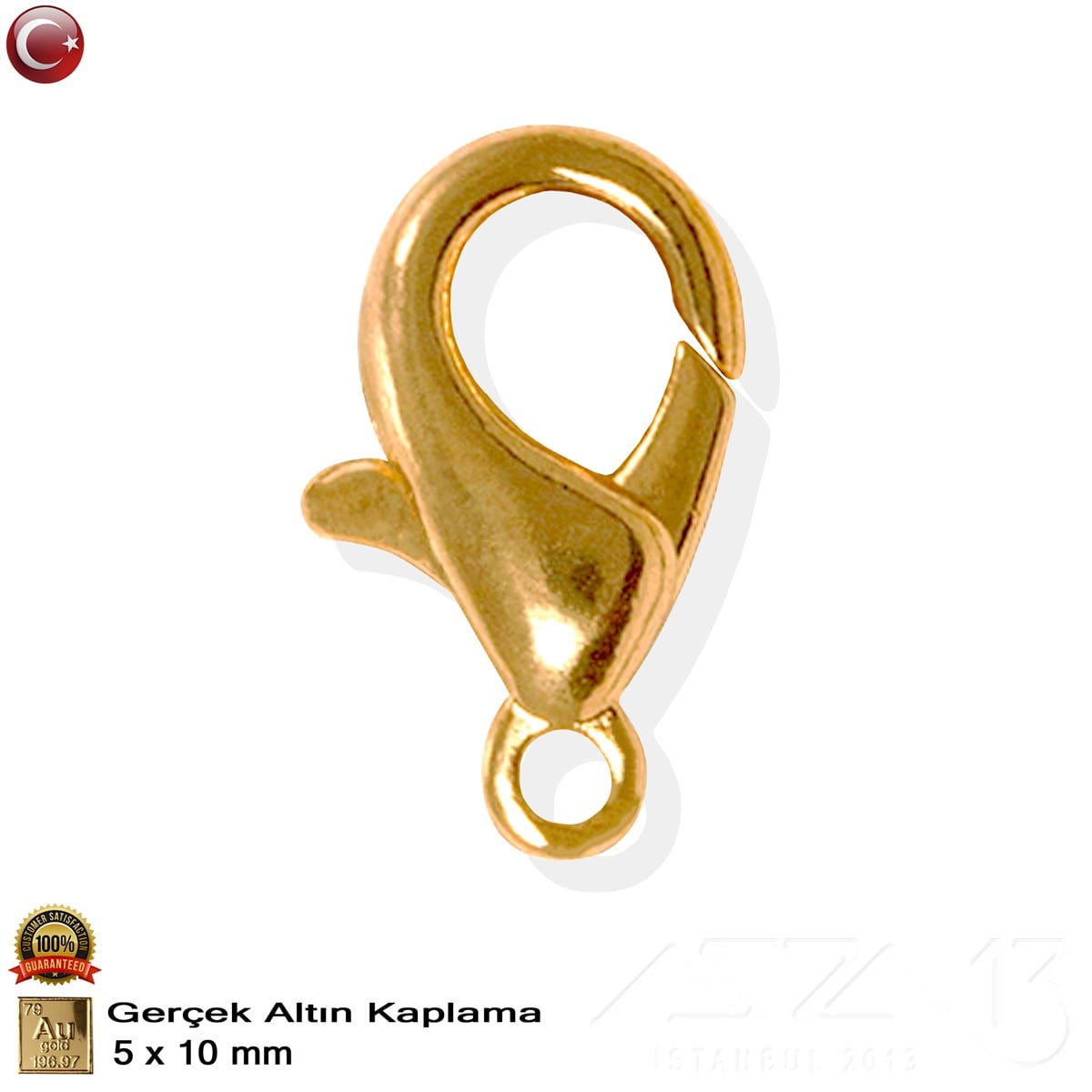 Klips - Damla (Papağan) - Gerçek Altın Kaplama - 10 mm - 5 Adet