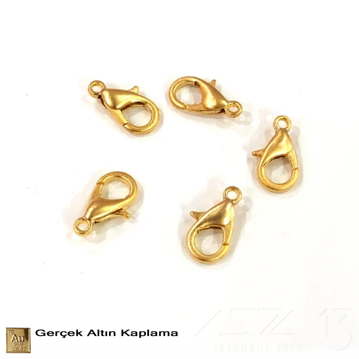 Klips - Damla (Papağan) - Gerçek Altın Kaplama - 10 mm - 5 Adet