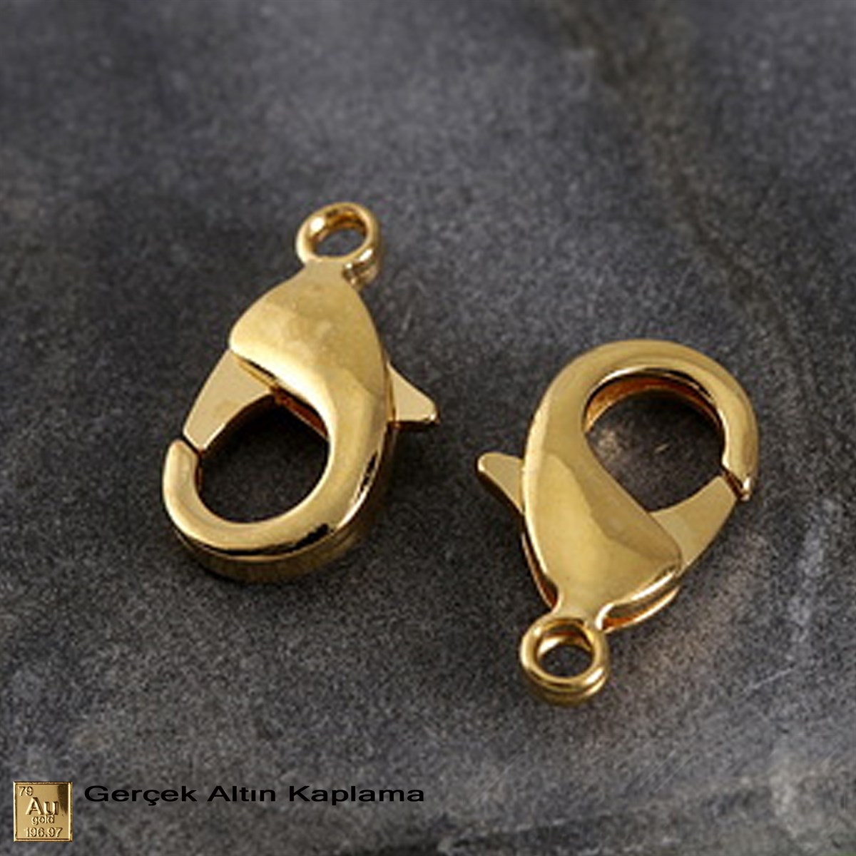 Klips - Damla (Papağan) - Gerçek Altın Kaplama - 10 mm - 5 Adet