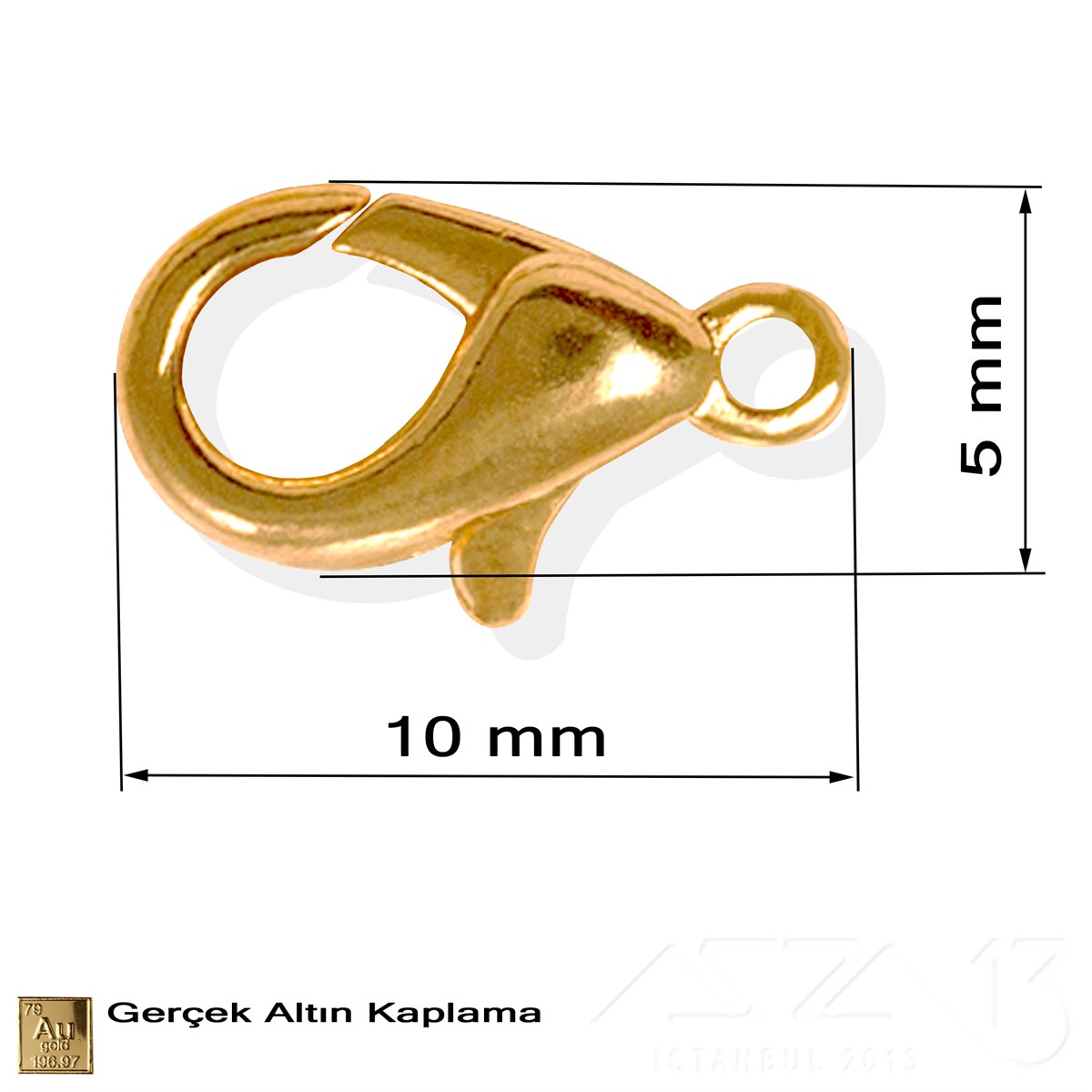 Klips - Damla (Papağan) - Gerçek Altın Kaplama - 10 mm - 5 Adet