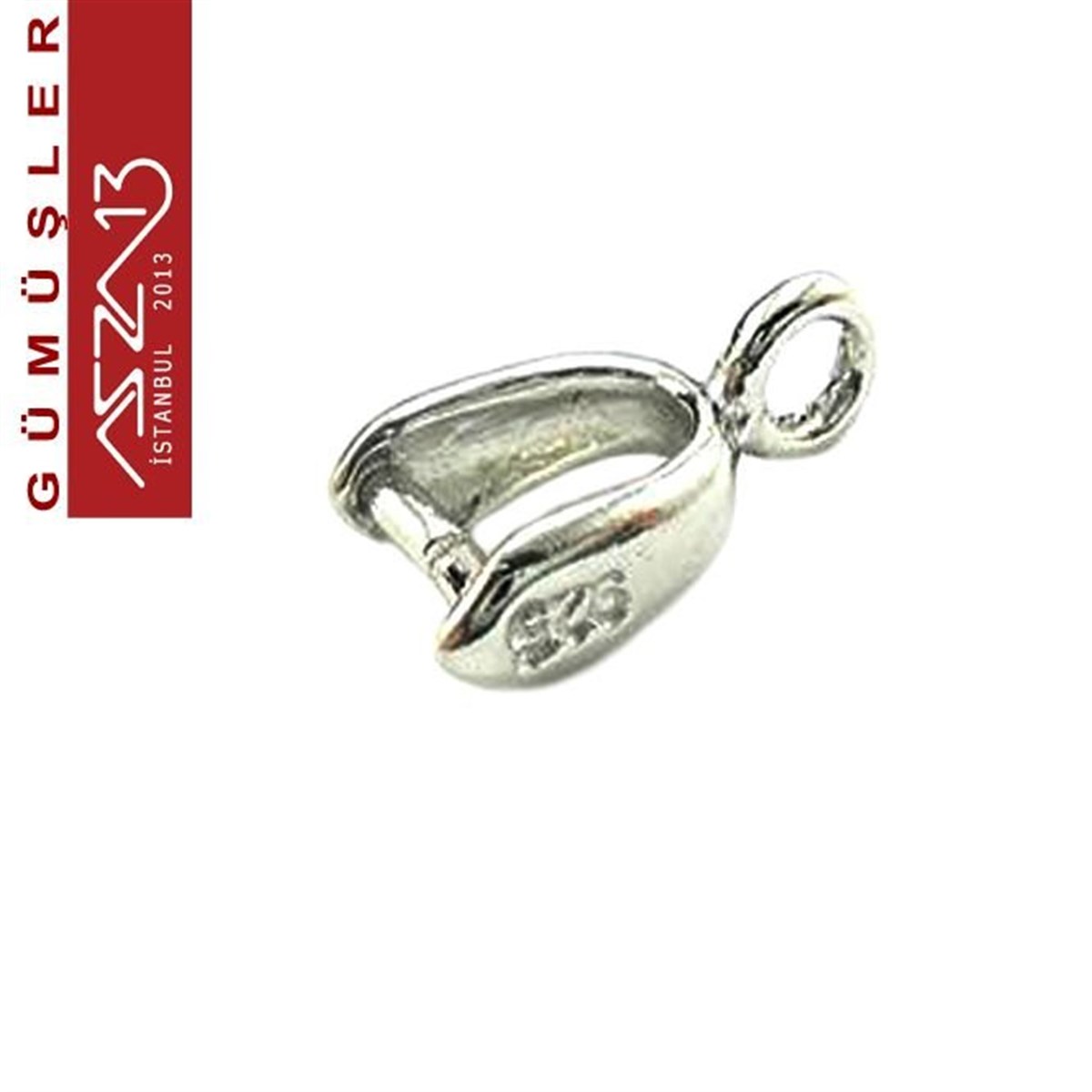 Sterling Gümüş 10 mm Kolye Ucu Yarım Klips / Paket İçeriği 2 Adet