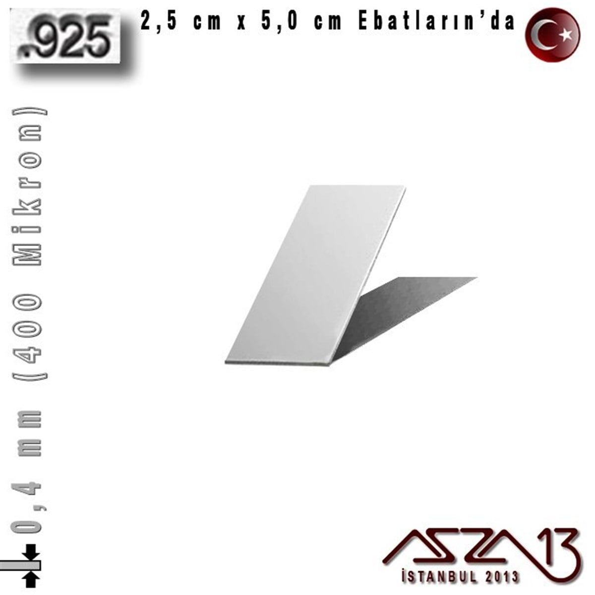 925 Ayar - 0,4 mm (400 Mikron) Kalınlıkta Gümüş Plaka - 2,5 cm / 5,0 cm Ebatlarında