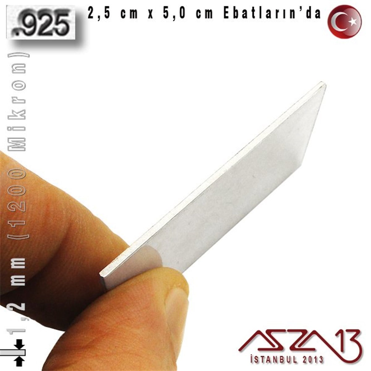 925 Ayar - 1,2 mm (1200 Mikron) Kalınlıkta Gümüş Plaka - 2,5 cm / 5,0 cm Ebatlarında