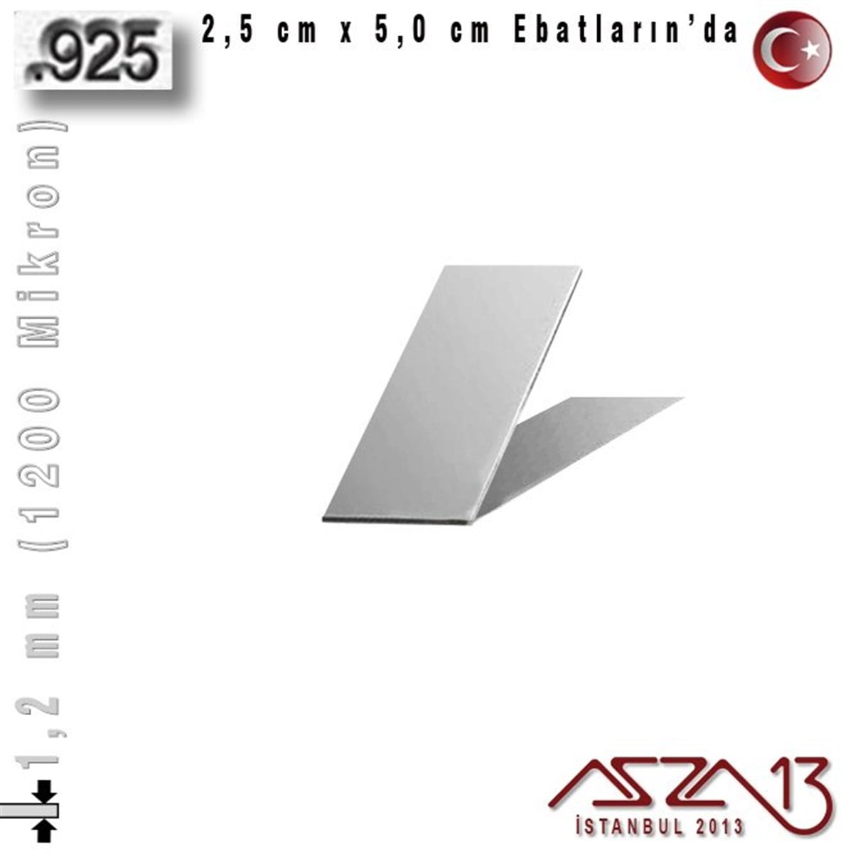 925 Ayar - 1,2 mm (1200 Mikron) Kalınlıkta Gümüş Plaka - 2,5 cm / 5,0 cm Ebatlarında