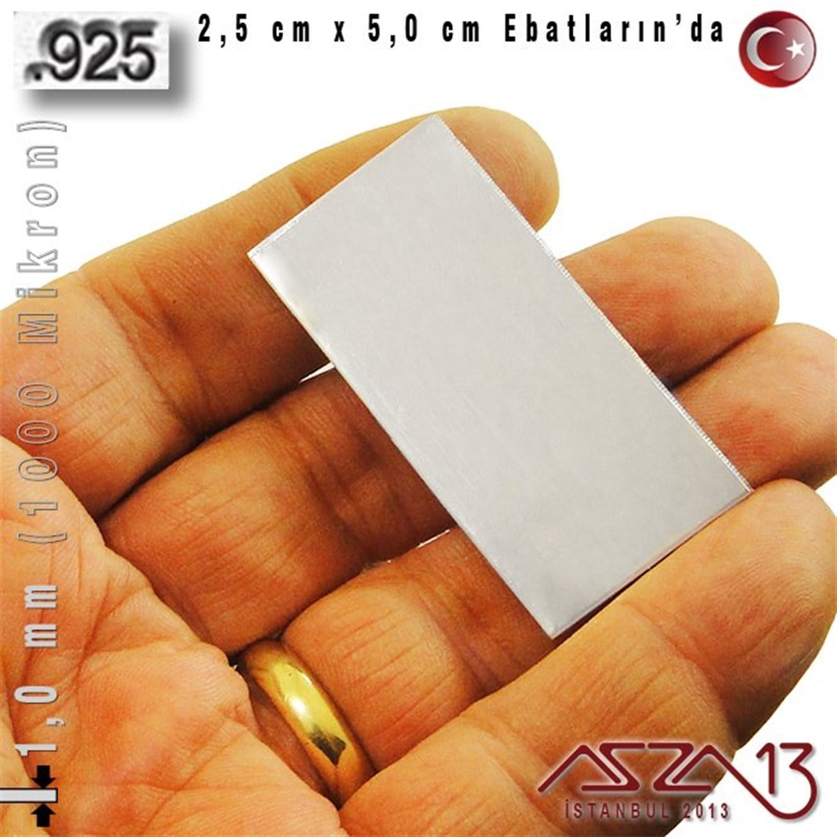 925 Ayar - 1,0 mm (1000 Mikron) Kalınlıkta Gümüş Plaka - 2,5 cm / 5,0 cm Ebatlarında
