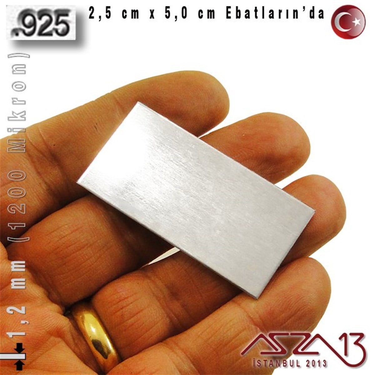 925 Ayar - 1,2 mm (1200 Mikron) Kalınlıkta Gümüş Plaka - 2,5 cm / 5,0 cm Ebatlarında