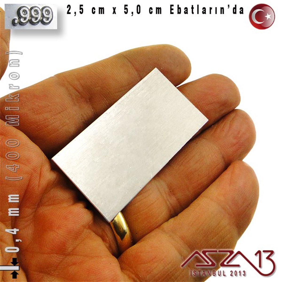 999 Ayar - 0,4 mm (400 Mikron) Kalınlıkta Gümüş Plaka - 2,5 cm / 5,0 cm Ebatlarında