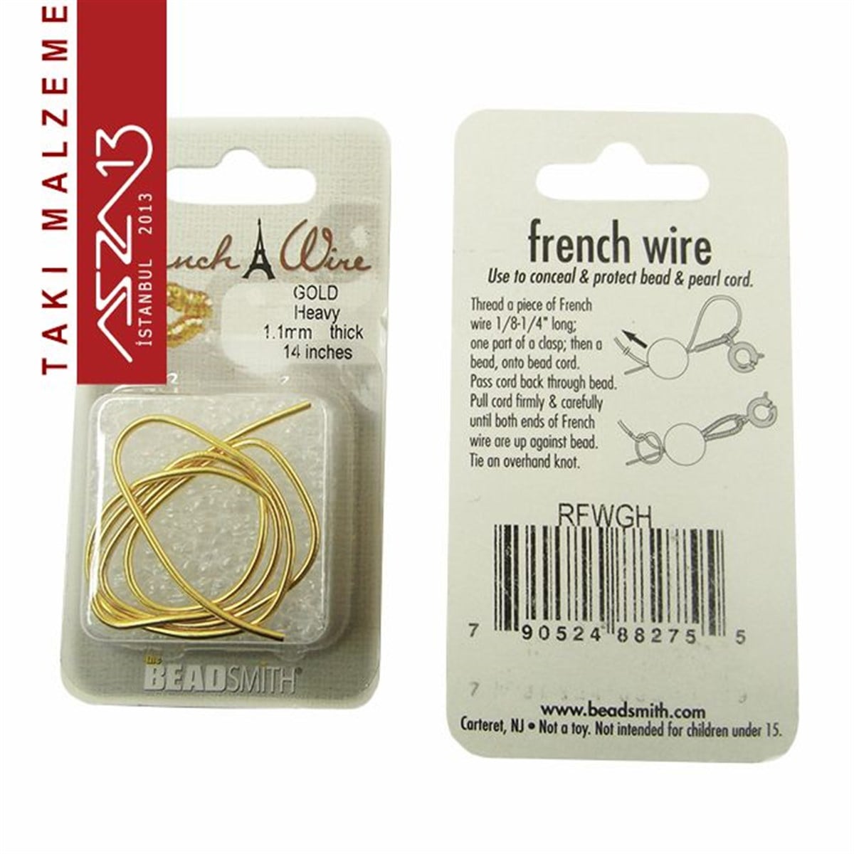 14K Altın Kaplama, 1,1 mm İçi Boş Metal Tel / French Wire / Paket İçeriği 35 cm