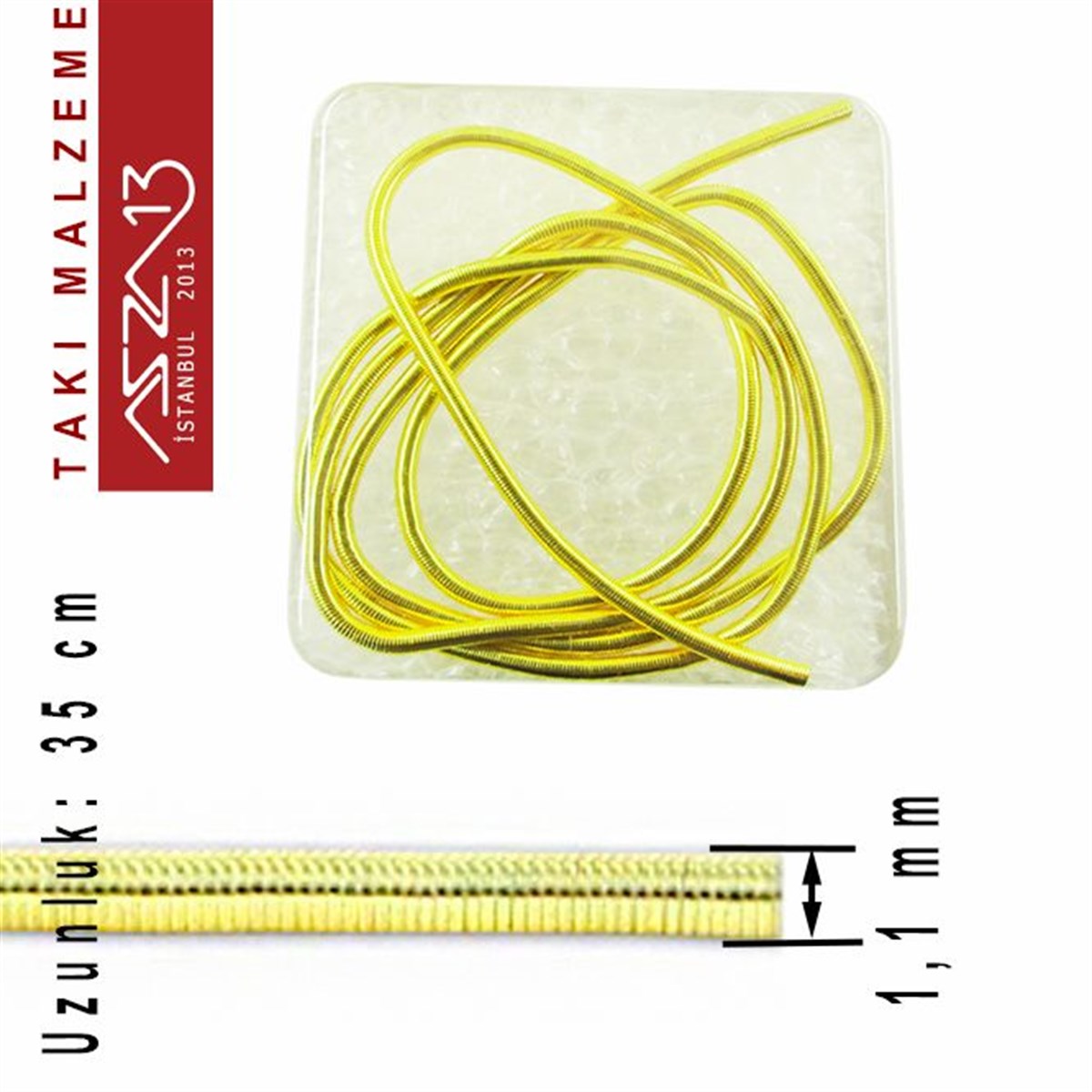 14K Altın Kaplama, 1,1 mm İçi Boş Metal Tel / French Wire / Paket İçeriği 35 cm