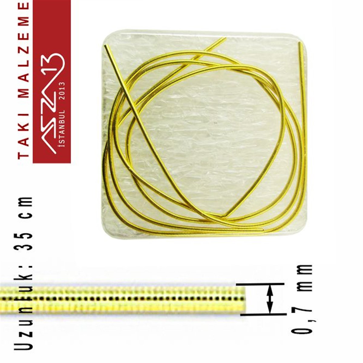 14K Altın Kaplama, 0,7 mm İçi Boş Metal Tel / French Wire / Paket İçeriği 35 cm