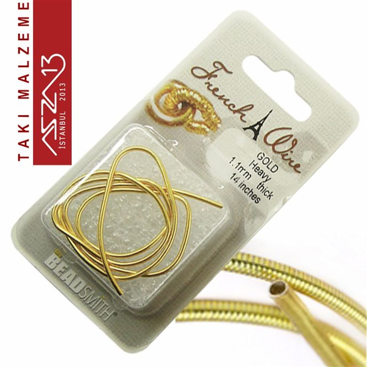 14K Altın Kaplama, 1,1 mm İçi Boş Metal Tel / French Wire / Paket İçeriği 35 cm
