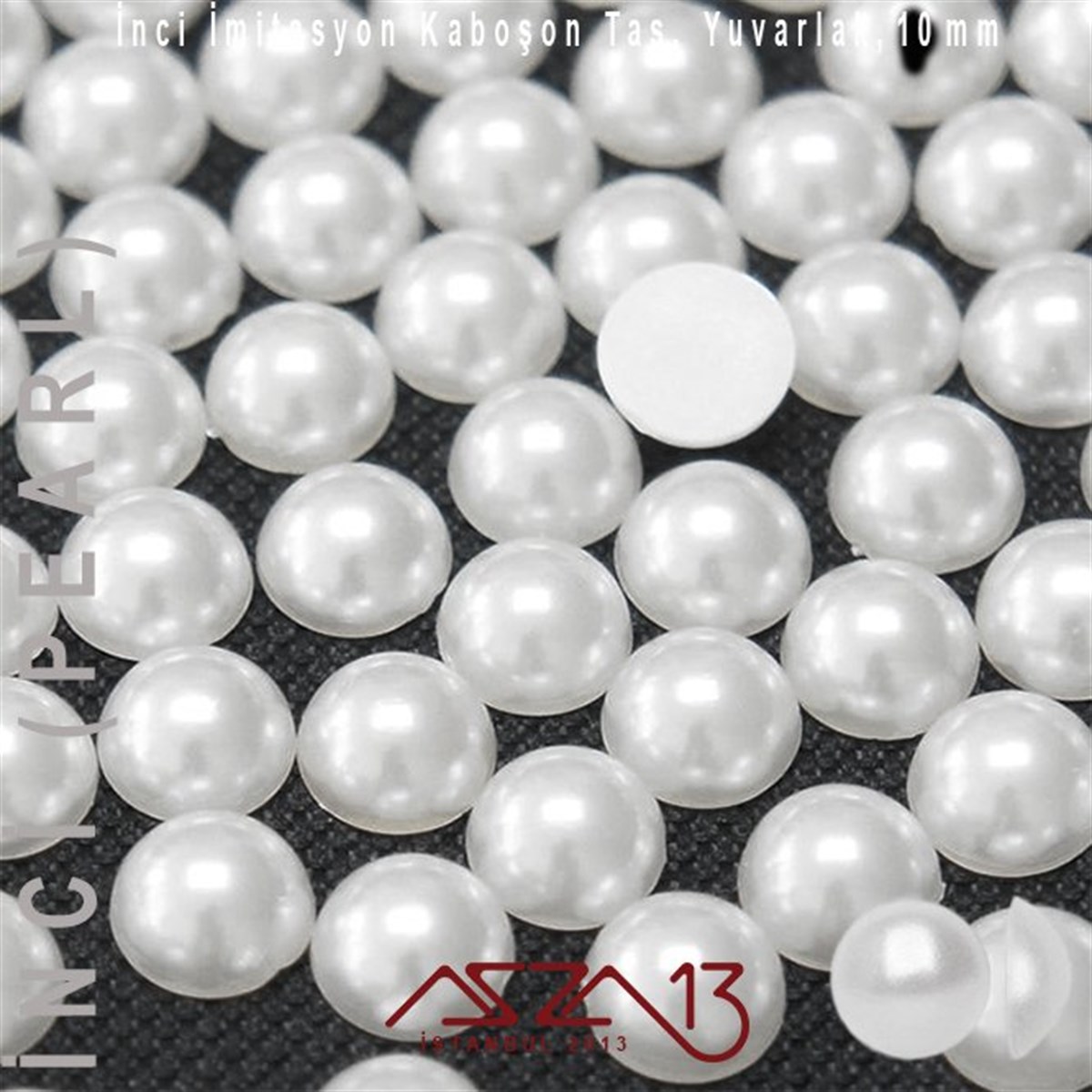 40 Adet 10 mm Beyaz Renk Yarım Yuvarlak Akrilik İnci Yapıştırma Taş (11 gr)