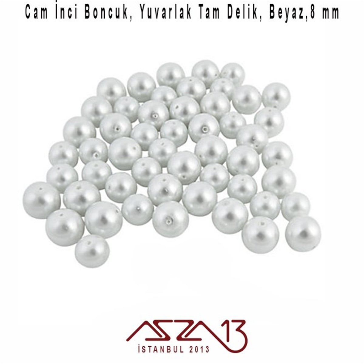 40 Adet 8 mm Beyaz Renk İnci Boncuk (25 gr)
