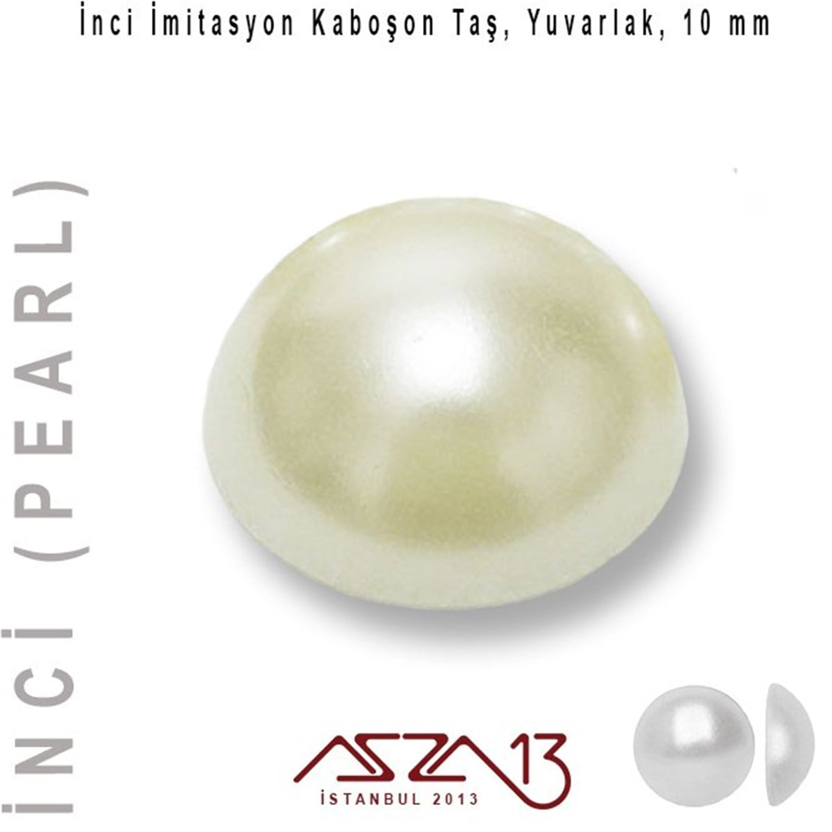 40 Adet 10 mm Krem Renk Yarım Yuvarlak Akrilik İnci Yapıştırma Taş (11 gr)