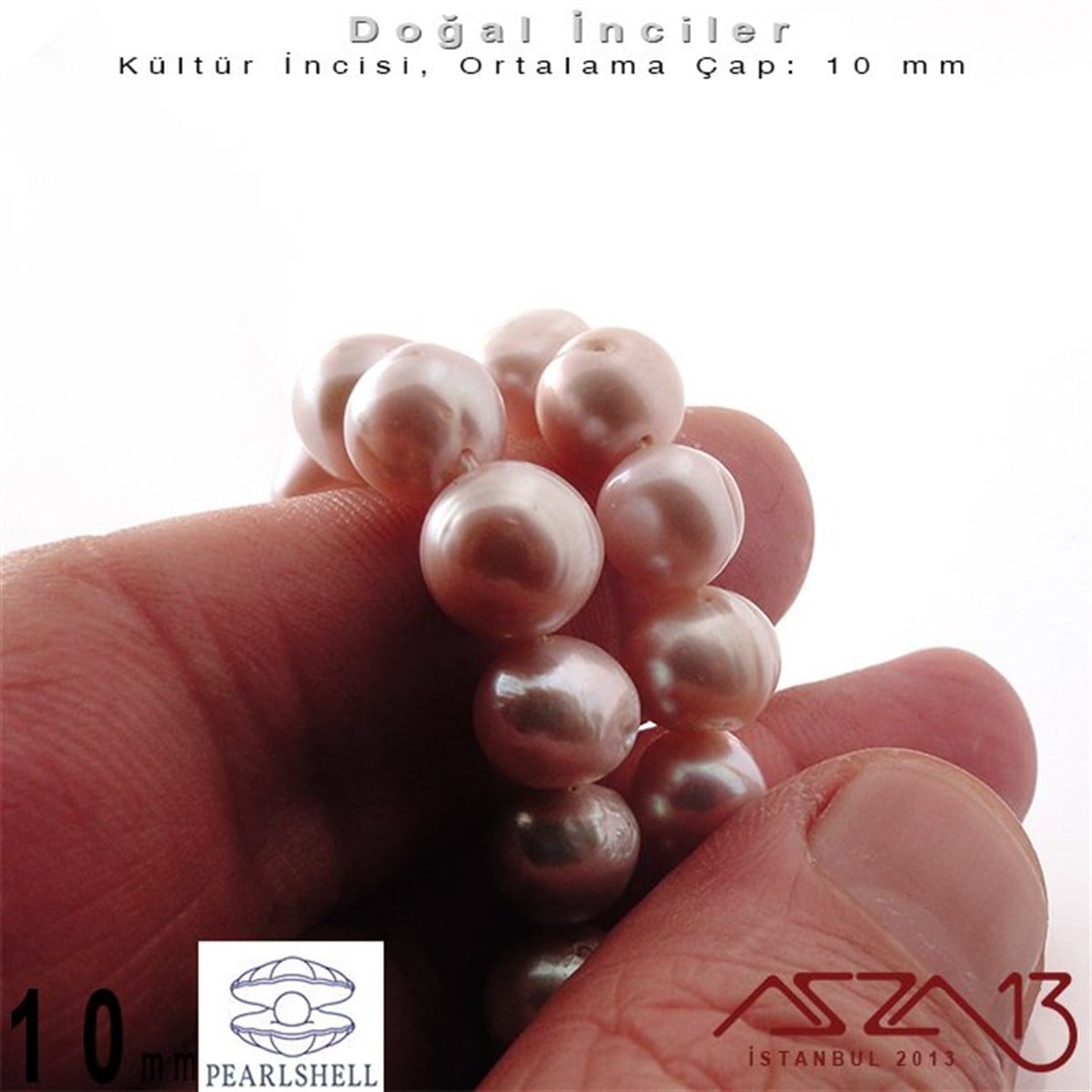 10 mm - Yuvarlak - Düz Yüzey - Doğal İnci (PearlShell) / 44 Adet (1 Dizi)