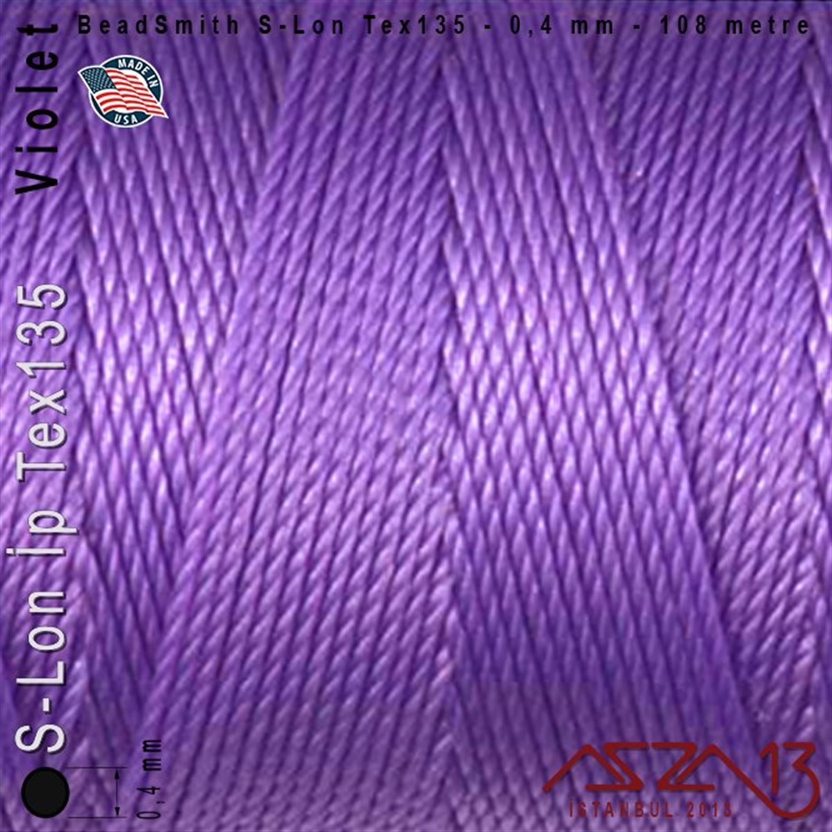 S-Lon Tex135 Fine - Violet - Menekşe - 0,4 mm Kalınlıkta İp / 108 metre