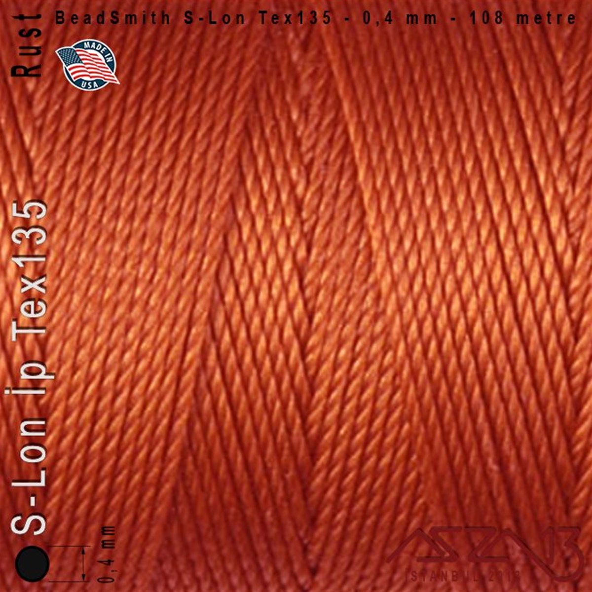 S-Lon Tex135 Fine - Rust - Kiremit - 0,4 mm Kalınlıkta İp / 108 metre
